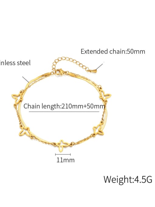 Open Sky Titanium Steel Butterfly Hip Hop Double Layer Anklet 2