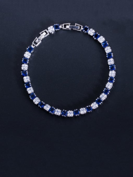 Dark blue 18.2cm Brass Cubic Zirconia Geometric Classic Bracelet
