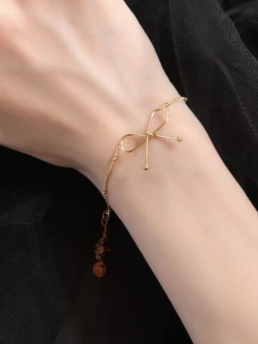 S26 Gold Bracelet Titanium Hollow Bowknot Minimalist pendant Necklace