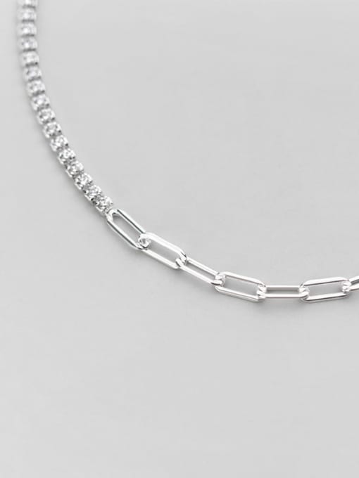 Rosh 925 Sterling Silver Cubic Zirconia Geometric Dainty Link Bracelet 4