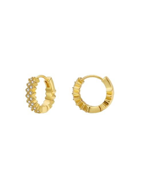Gold Asymmetric Zircon Earrings Brass Cubic Zirconia Geometric Minimalist Huggie Earring