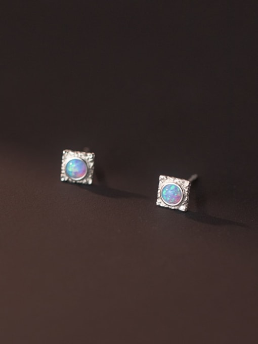 Rosh 925 Sterling Silver Opal Geometric Minimalist Stud Earring 4