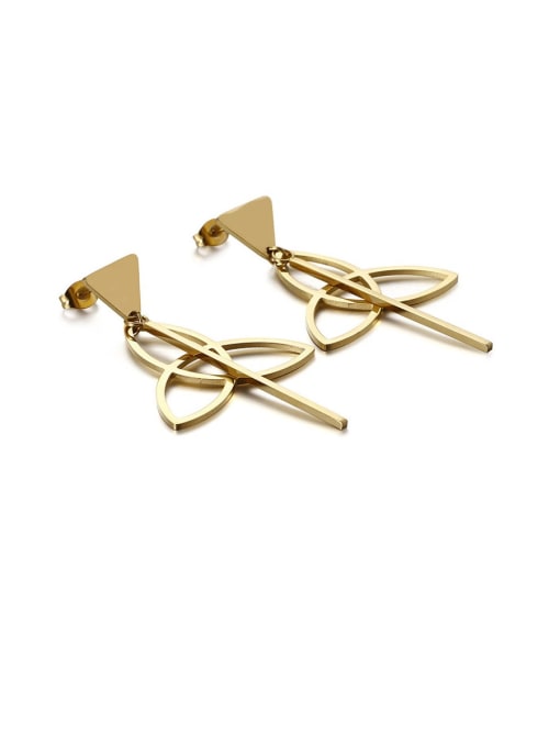 gold Stainless Steel Hollow Triangle Minimalist Drop Earring