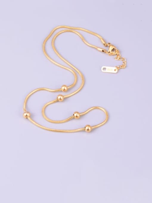 Golden Titanium  Round Bead Minimalist Choker Necklace