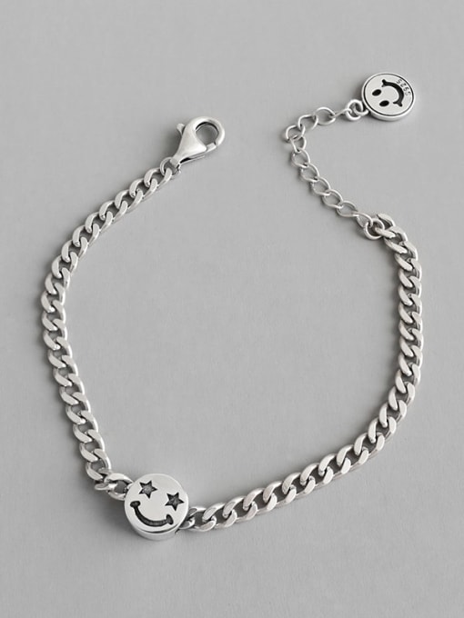 DAKA 925 Sterling Silver  Retro smiley five-pointed star Link Bracelet