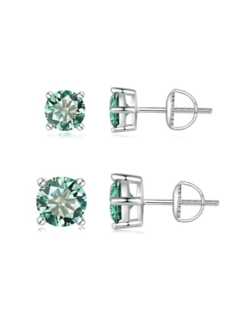 Jare 925 Sterling Silver Moissanite Geometric Classic Stud Earring 0