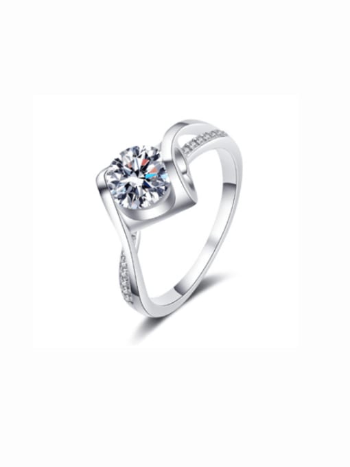 MOISS 925 Sterling Silver Moissanite Heart Classic Band Ring 2