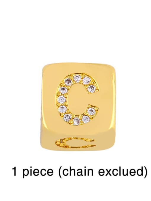 C Brass Cubic Zirconia square  Letter Minimalist Adjustable Bracelet