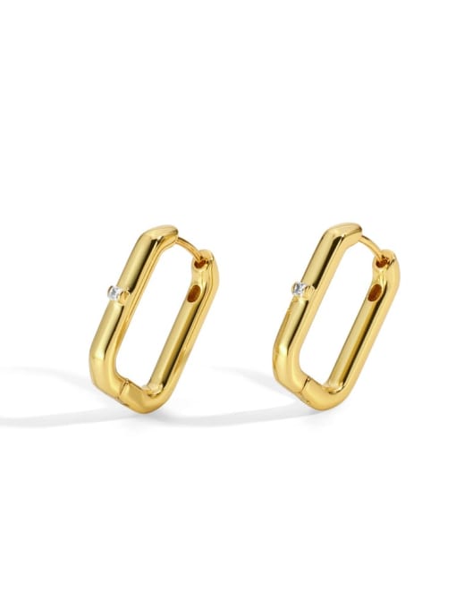 Gold Brass Rhinestone Geometric Minimalist Huggie Earring