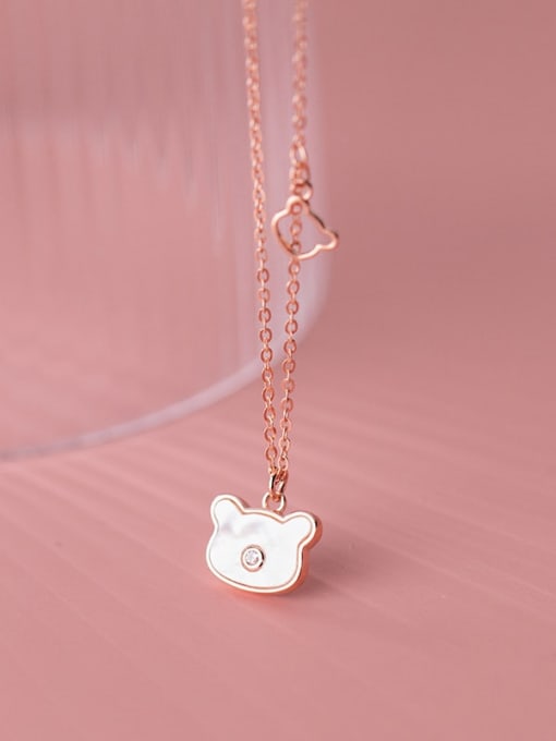 Rosh 925 Sterling Silver Shell Bear Cute Necklace 3