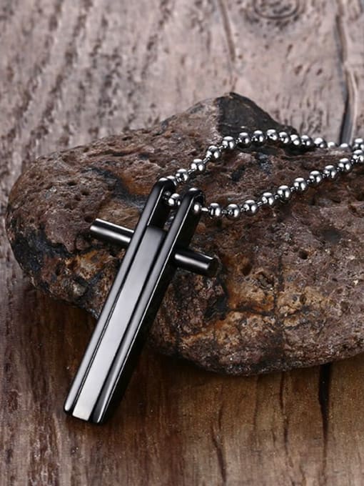 CONG Titanium Steel Cubic Zirconia Cross Vintage Regligious Necklace 3