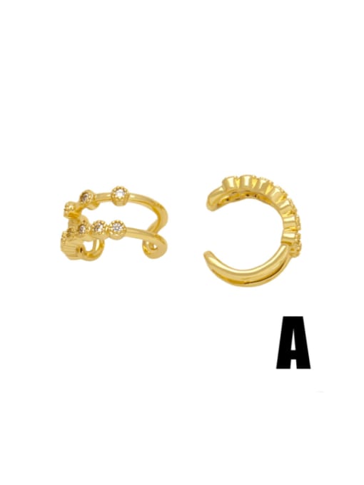 CC Brass Cubic Zirconia Clover Hip Hop Clip Earring 1