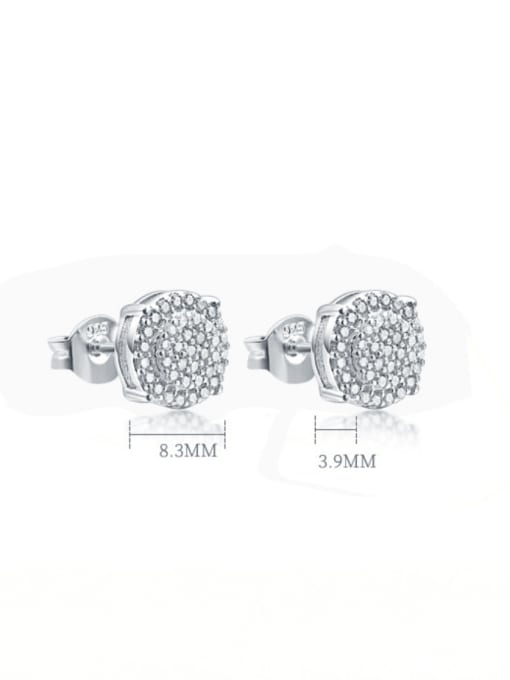 Dan 925 Sterling Silver Cubic Zirconia Square Classic Stud Earring 4