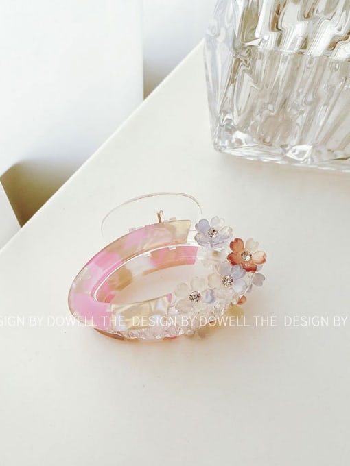 Pink oval Cellulose Acetate Trend Geometric Alloy Multi Color Jaw Hair Claw