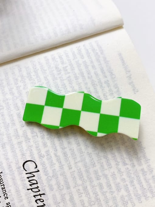 Green white grid 6cm Alloy  PVC Minimalist Geometric Multi Color Jaw Hair Claw