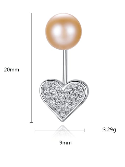 CCUI 925 Sterling Silver Classic Freshwater Pearl Heart  Drop Earring 4