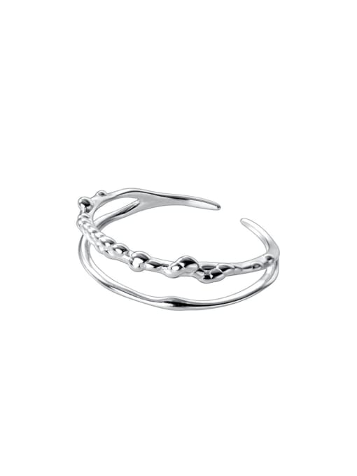 double layer Silver 925 Sterling Silver Irregular Minimalist Stackable Ring