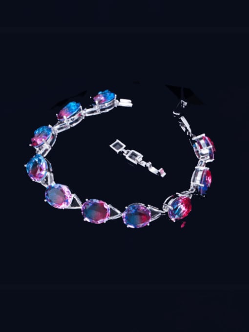 blue Brass Cubic Zirconia Water Drop Luxury Bracelet