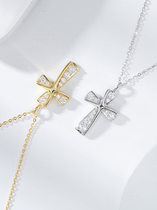 RINNTIN 925 Sterling Silver Cubic Zirconia Cross Dainty Regligious Necklace 4
