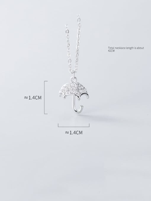 Rosh 925 Sterling Silver Cubic Zirconia Simple full diamond umbrella pendant Necklace 3