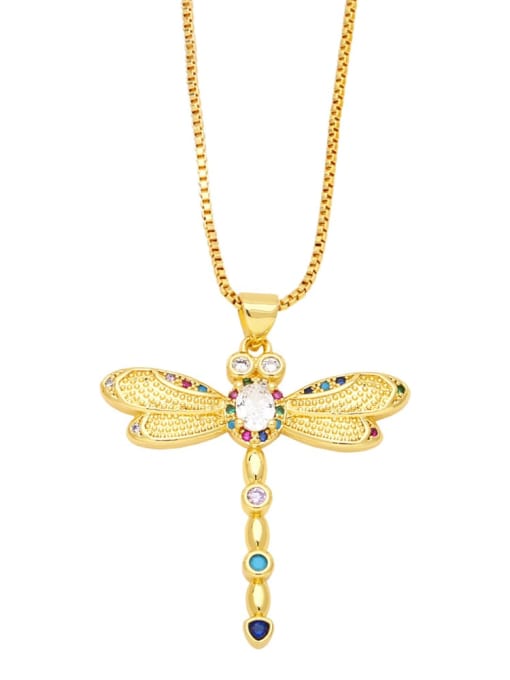 CC Brass Cubic Zirconia Dragonfly Vintage Necklace 1