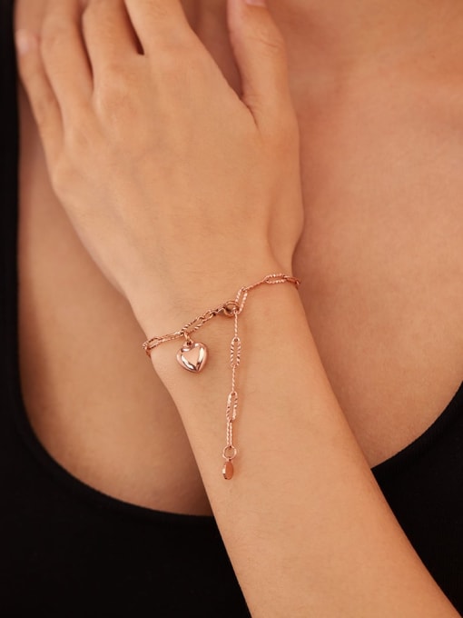 Open Sky Titanium Steel Heart Minimalist Link Bracelet 1