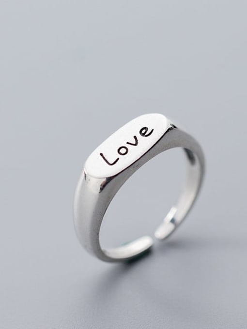 Rosh 925 Sterling Silver  Minimalist English letter Love Free Size Ring 2