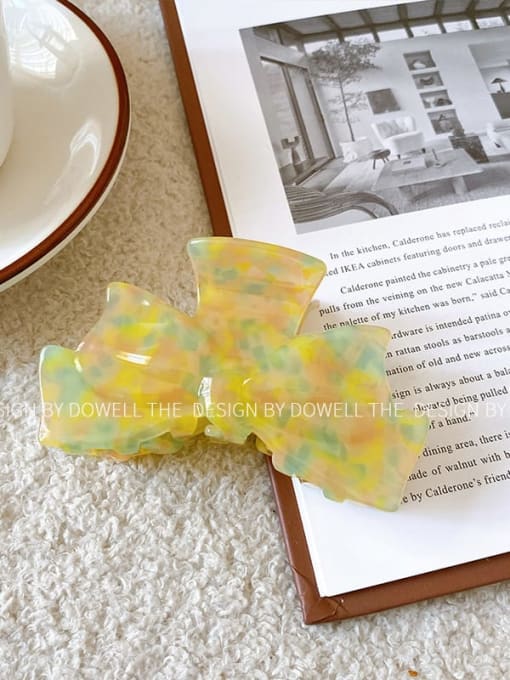 Colorful Yellow 8.8cm Cellulose Acetate Trend Bowknot Alloy Multi Color Jaw Hair Claw