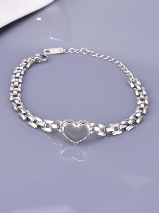 A TEEM Titanium Steel Heart Hip Hop Link Bracelet 3