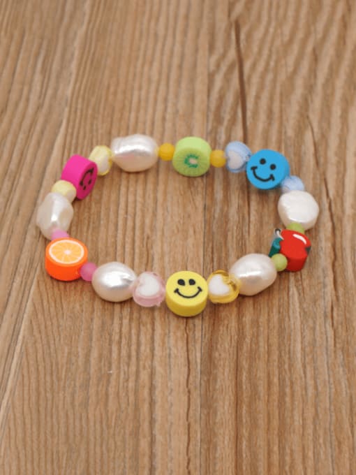 Roxi Freshwater Pearl Multi Color Smiley Bohemia Stretch Bracelet 0