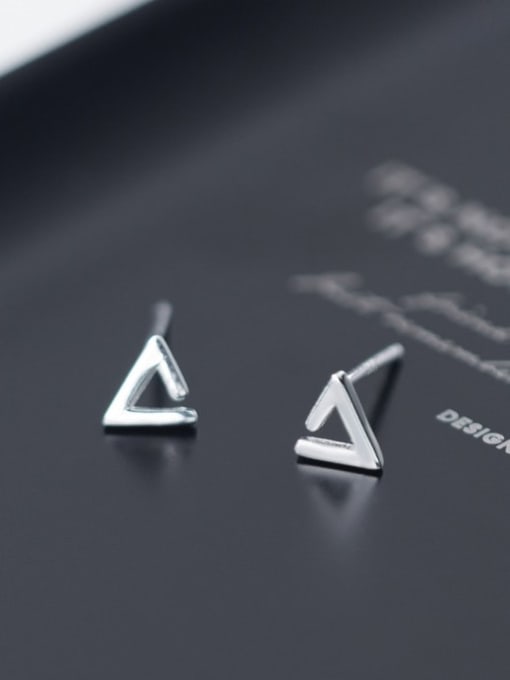 Rosh 925 Sterling Silver Hollow Triangle Minimalist Stud Earring 0