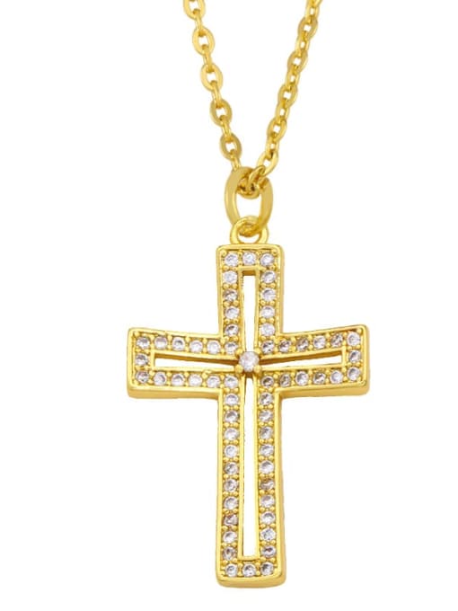 E Brass Cubic Zirconia Cross Ethnic Regligious Necklace