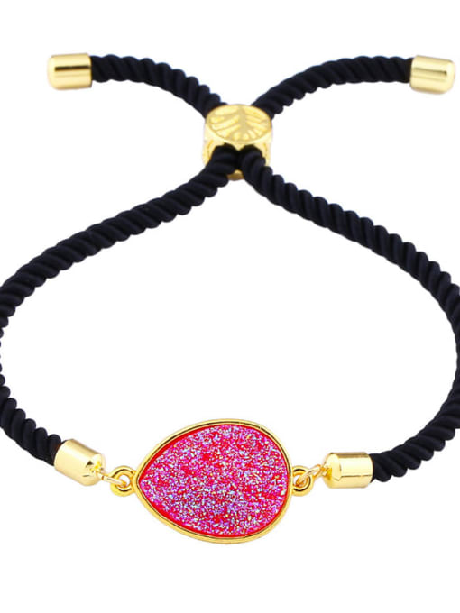 Black rope rose Leather Geometric Minimalist Adjustable Bracelet
