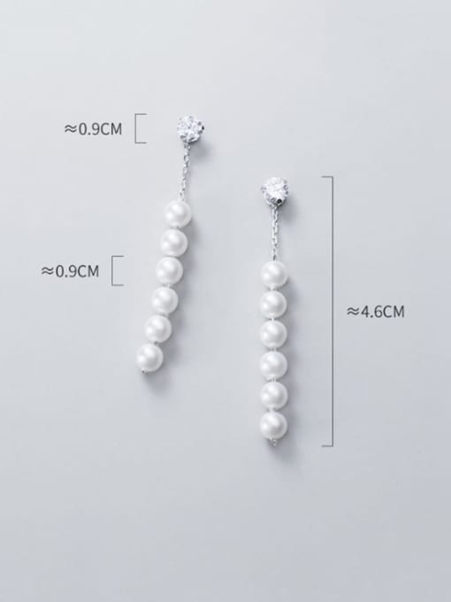 Rosh 925 Sterling Silver Round Imitation Pearl   Minimalist Drop Earring 3