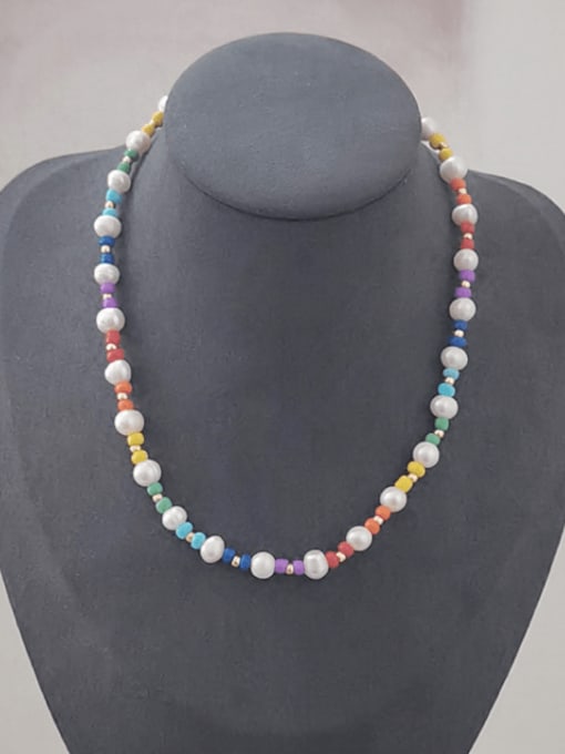 MMBEADS Stainless steel Freshwater Pearl Multi Color  Bohemia Beaded Necklace 1