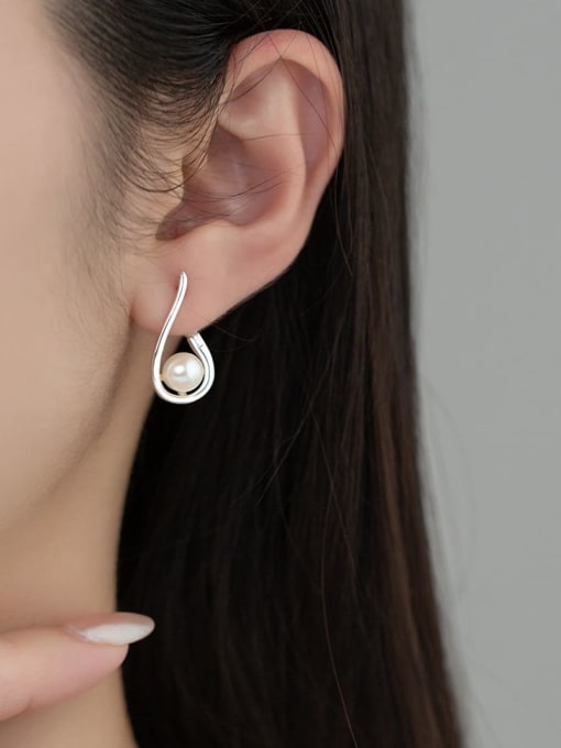 Rosh 925 Sterling Silver Water Drop Minimalist Stud Earring 1