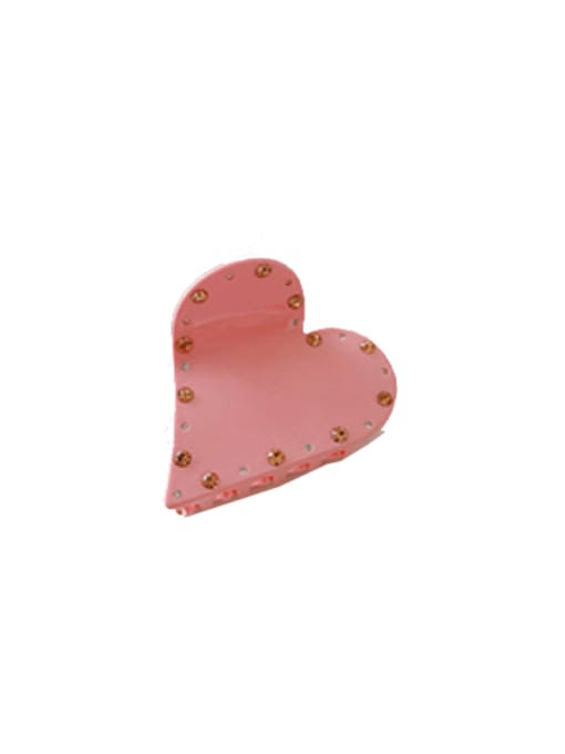 Pink 7.2cm Cellulose Acetate Cute Heart Jaw Hair Claw