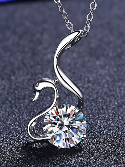 MOISS Sterling Silver Moissanite Swan Dainty Pendant Necklace 0