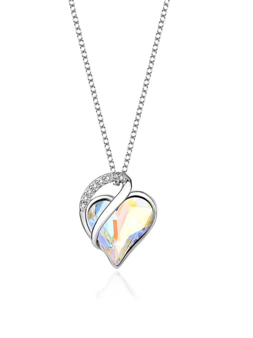 JYXZ 023 (AB color) 925 Sterling Silver Austrian Crystal Heart Classic Necklace