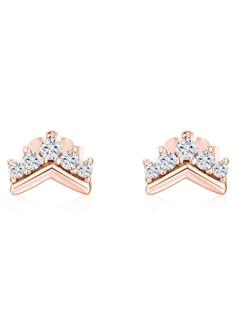 rose gold 925 Sterling Silver Cubic Zirconia Triangle Classic Stud Earring