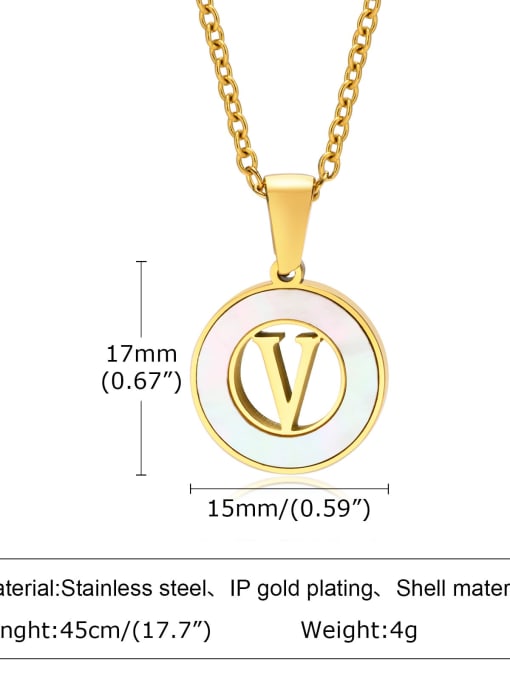 V letter 45CM Stainless steel Shell Letter Minimalist Necklace