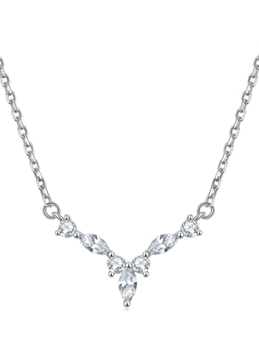 TLXL116 925 Sterling Silver Cubic Zirconia Leaf Dainty Necklace