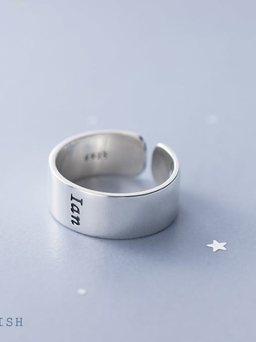 Rosh 925 Sterling Silver Letter Minimalist Band Ring 1