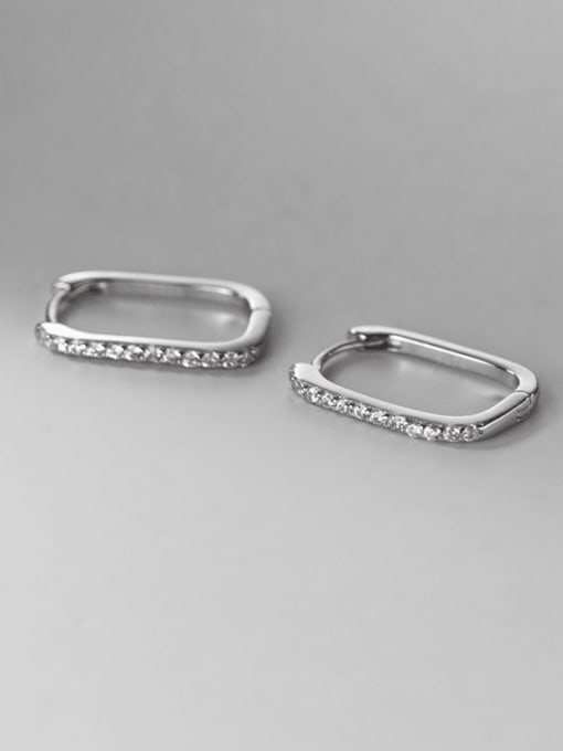 Rosh 925 Sterling Silver Cubic Zirconia Geometric Minimalist Huggie Earring 4