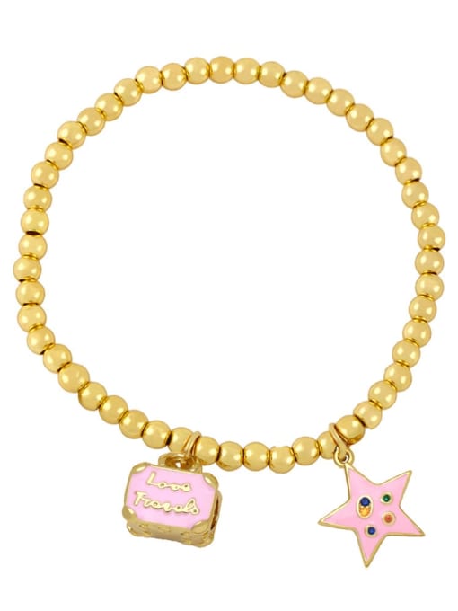 CC Brass Multi Color Enamel Star Vintage Beaded Bracelet 2