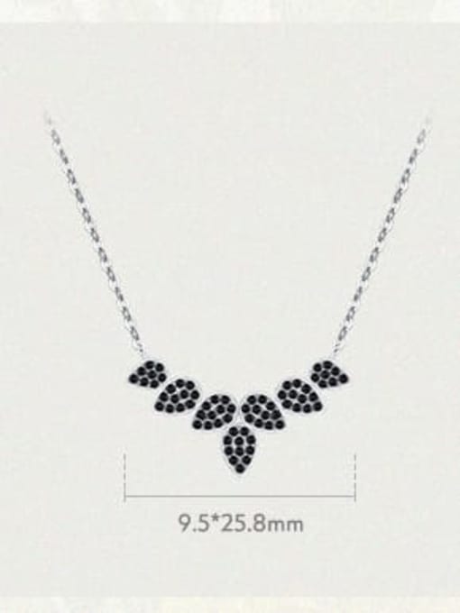MODN 925 Sterling Silver Cubic Zirconia Leaf Minimalist Necklace 2