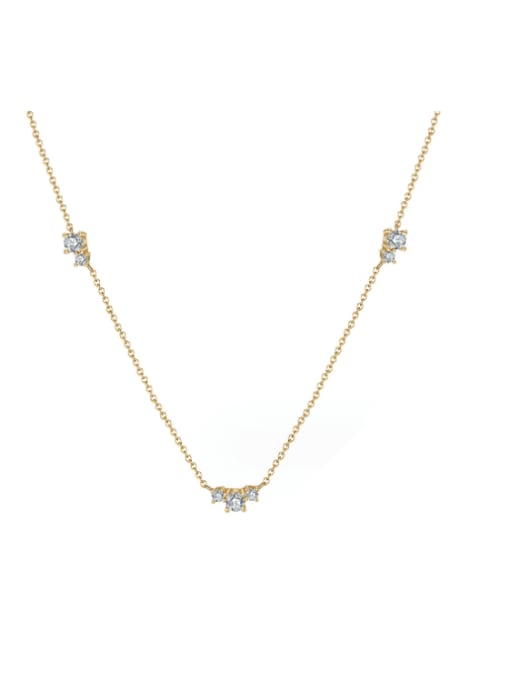 RINNTIN 925 Sterling Silver Cubic Zirconia Geometric Dainty Necklace