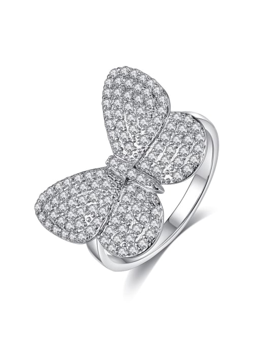 BLING SU Copper Cubic Zirconia Butterfly Cute Free Size Band Ring 0