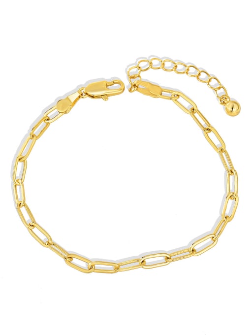 Gold paper clip chain bracelet Brass Holllow Geometric Minimalist Link Bracelet