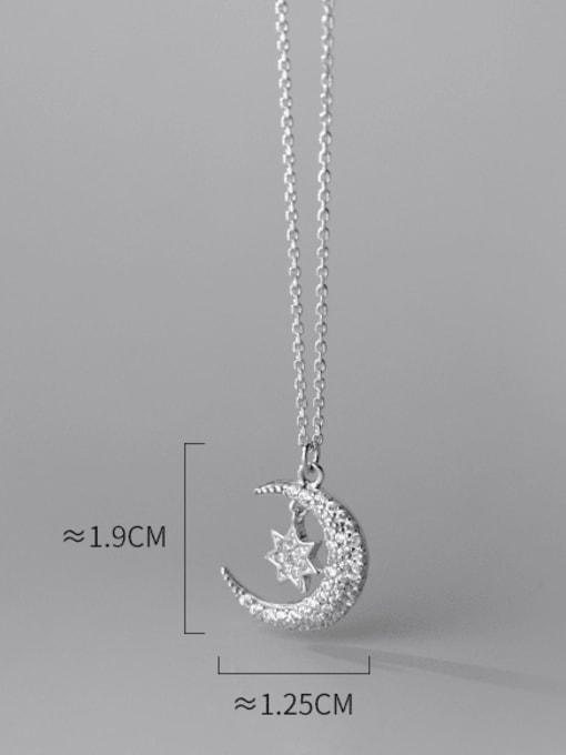 Rosh 925 Sterling Silver  Minimalist Moon Pendant Necklace 3